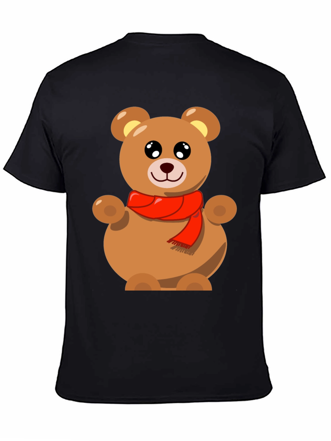 Cute Teddy Bear Graphic Tee - Black