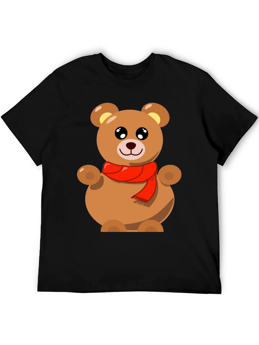 Cute Teddy Bear Graphic Tee - Black