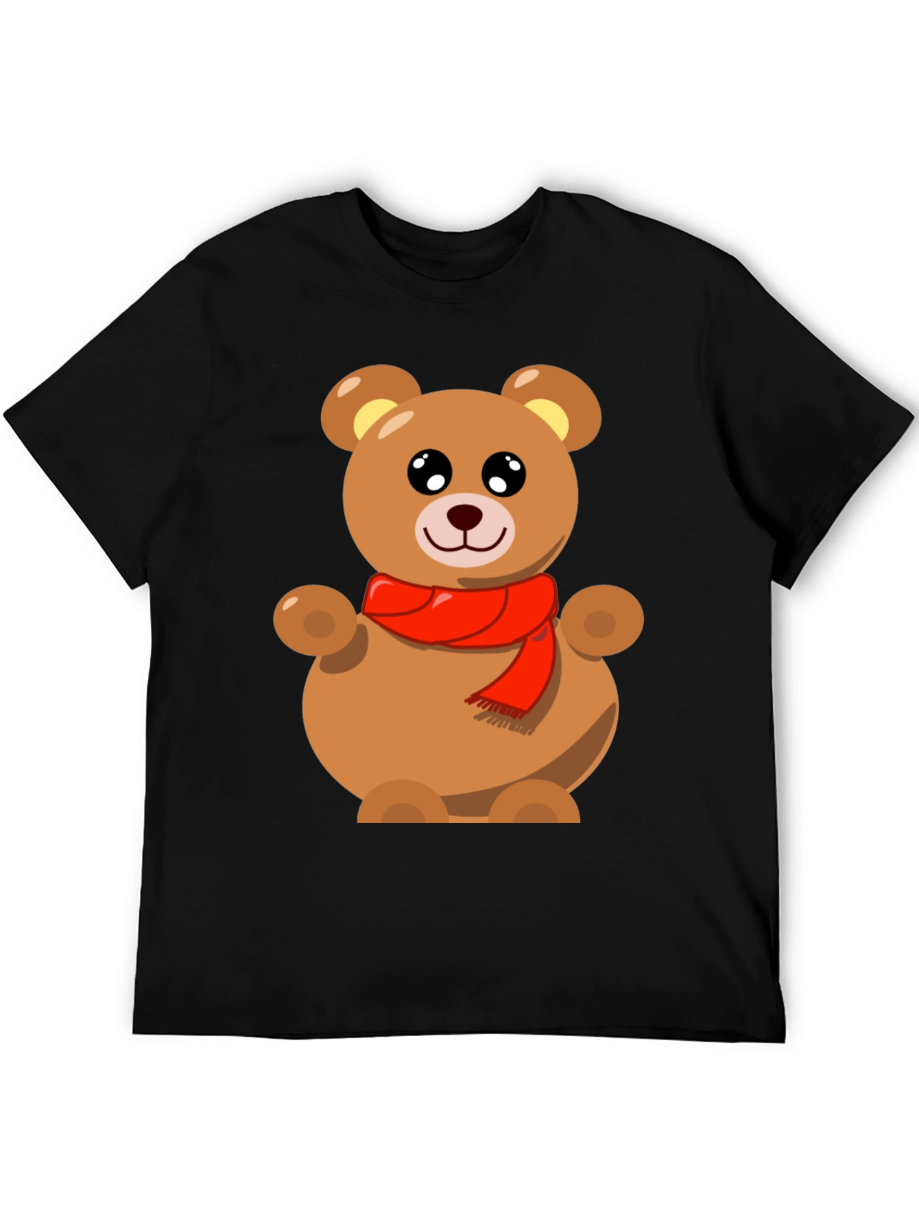 Cute Teddy Bear Graphic Tee - Black