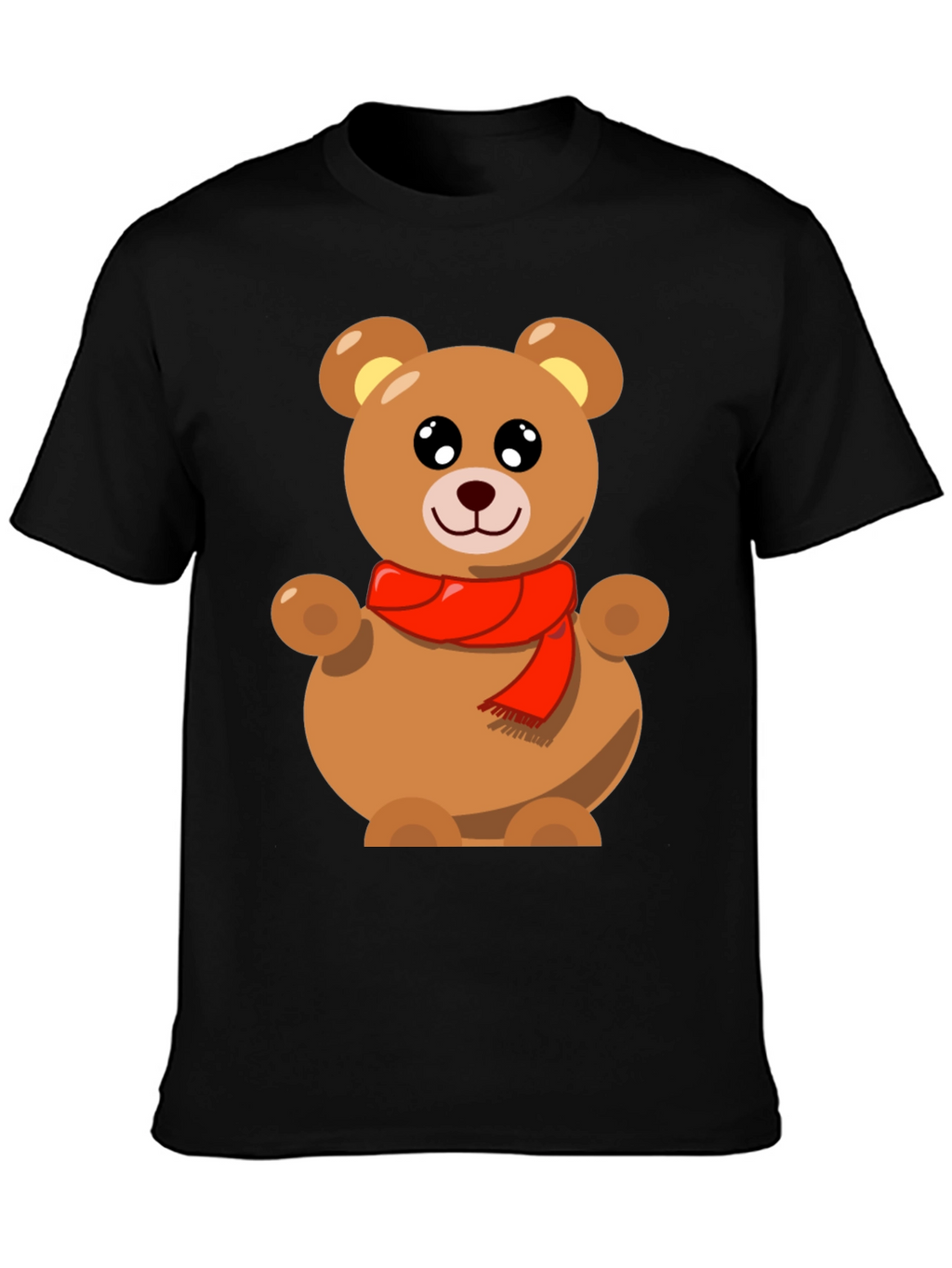 Cute Teddy Bear Graphic Tee - Black