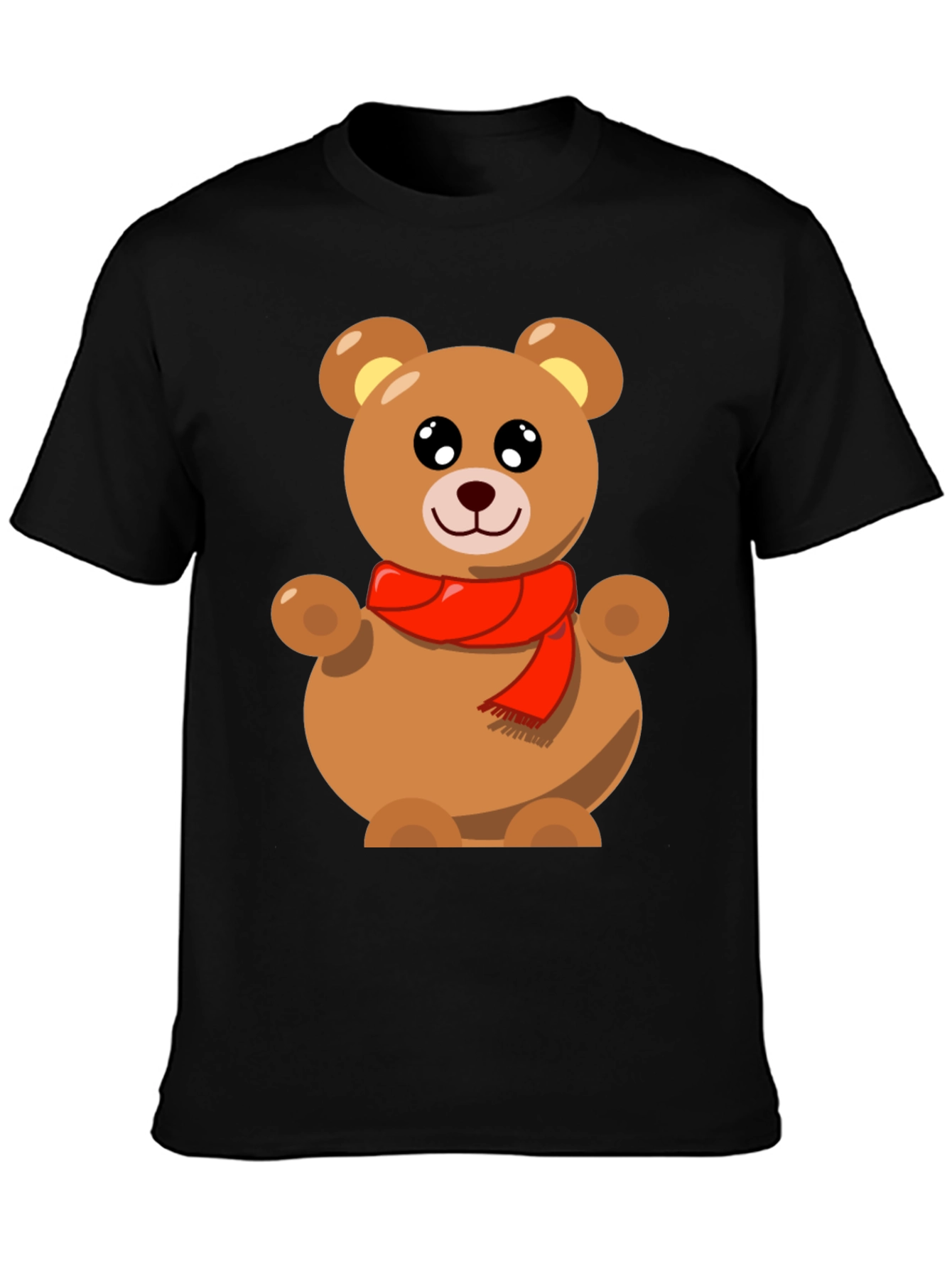 Cute Teddy Bear Graphic Tee - Black