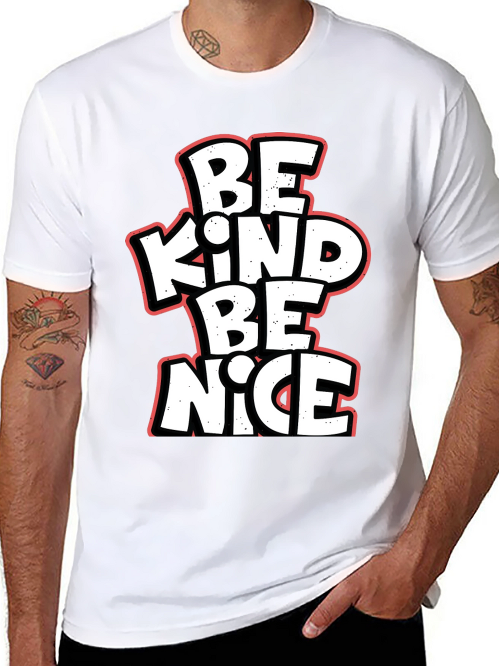 Be Kind Be Nice Black Graphic T-Shirt
