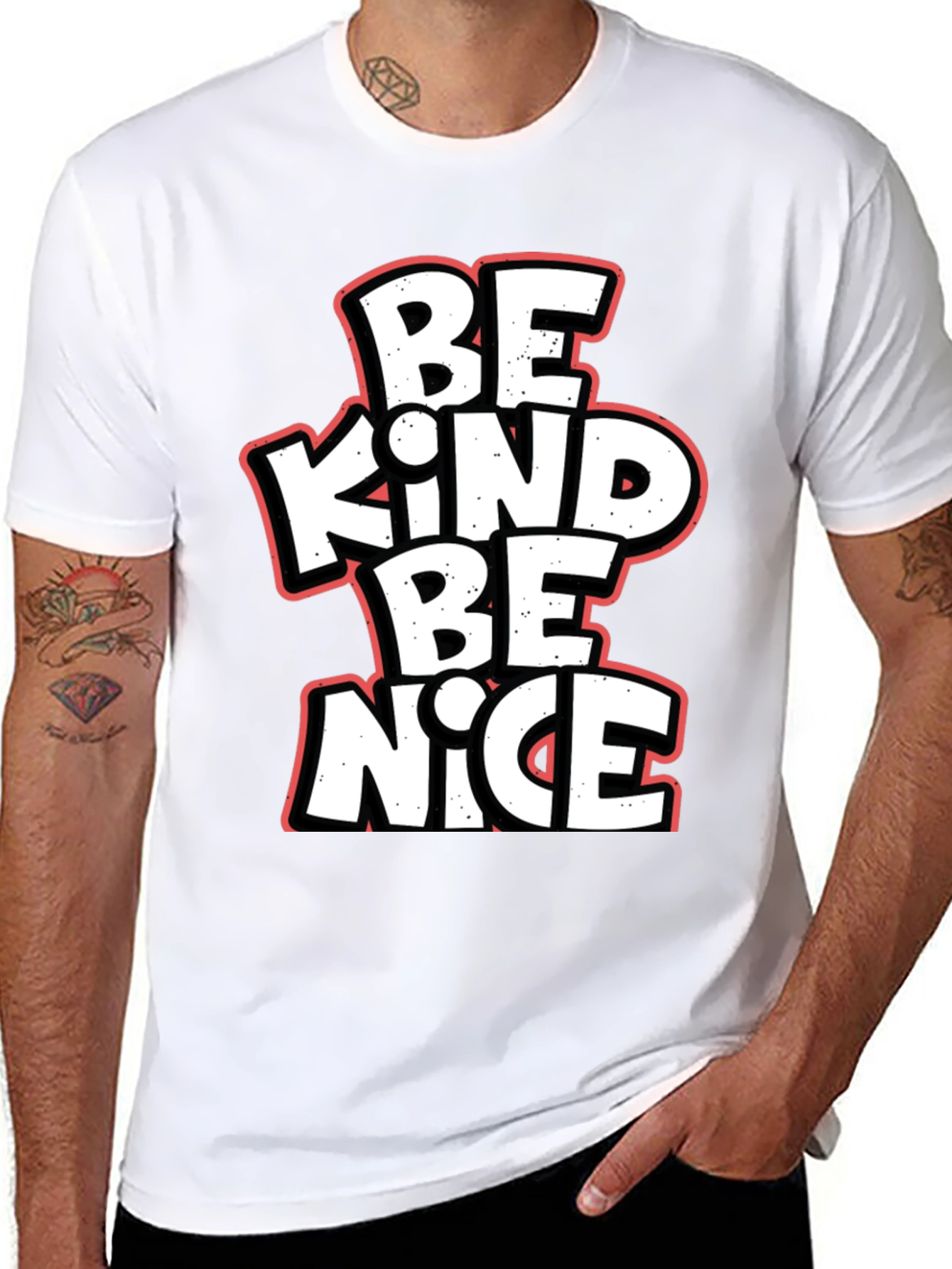 Be Kind Be Nice Black Graphic T-Shirt