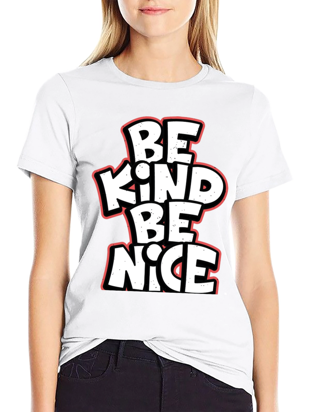 Be Kind Be Nice Black Graphic T-Shirt