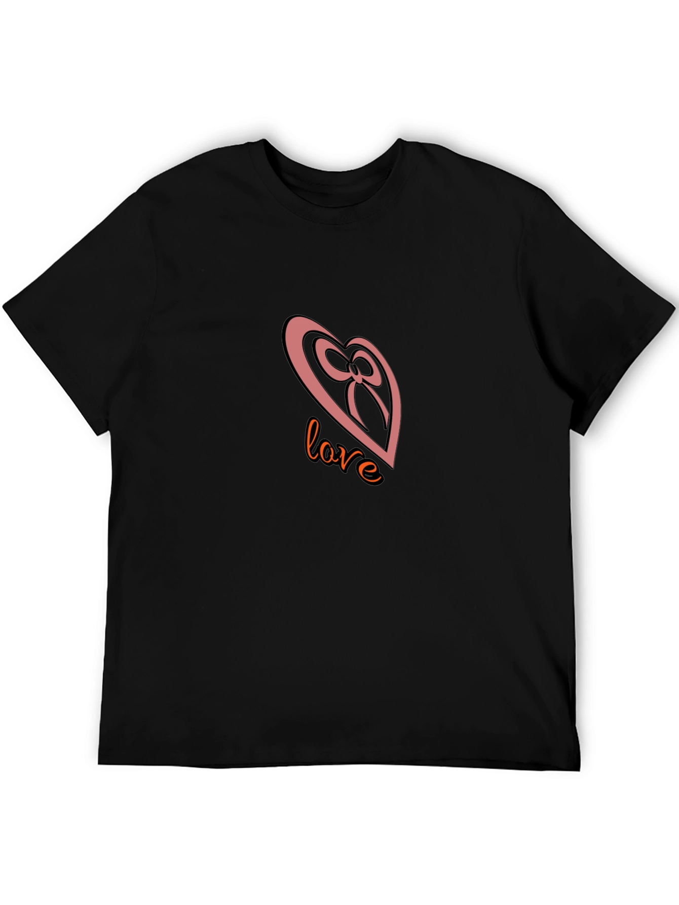 Love Heart Bow Black T-Shirt