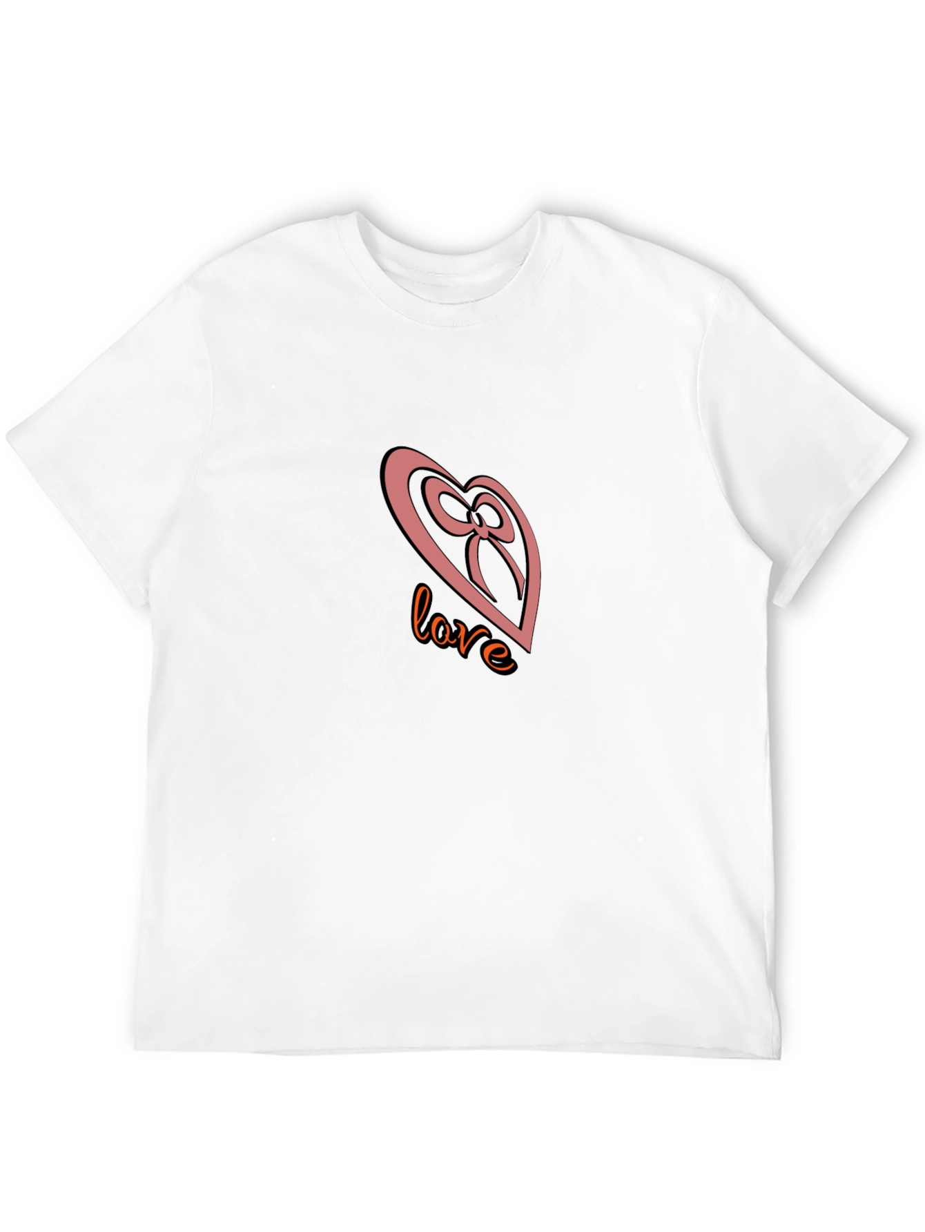 Love Heart Bow Black T-Shirt