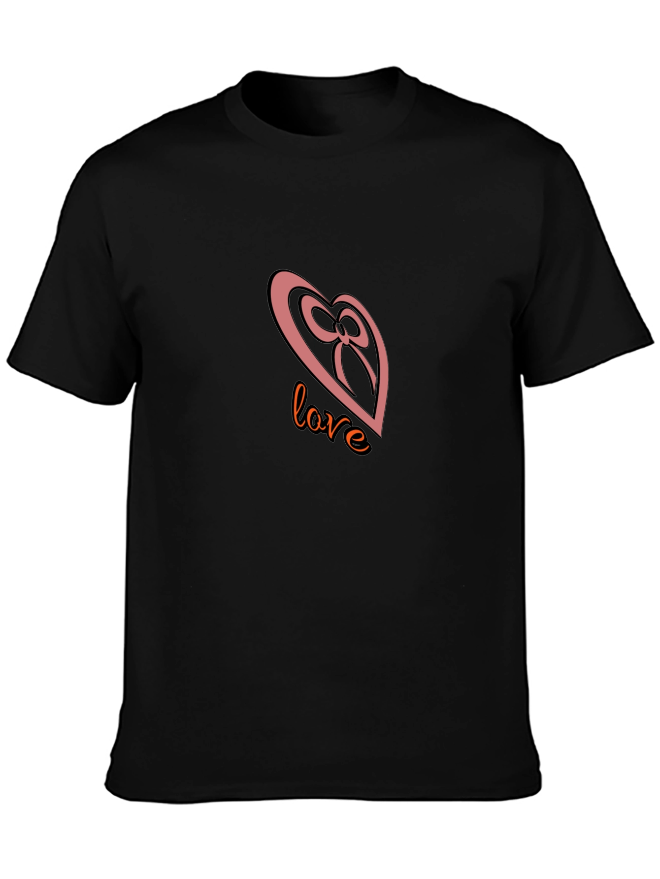 Love Heart Bow Black T-Shirt
