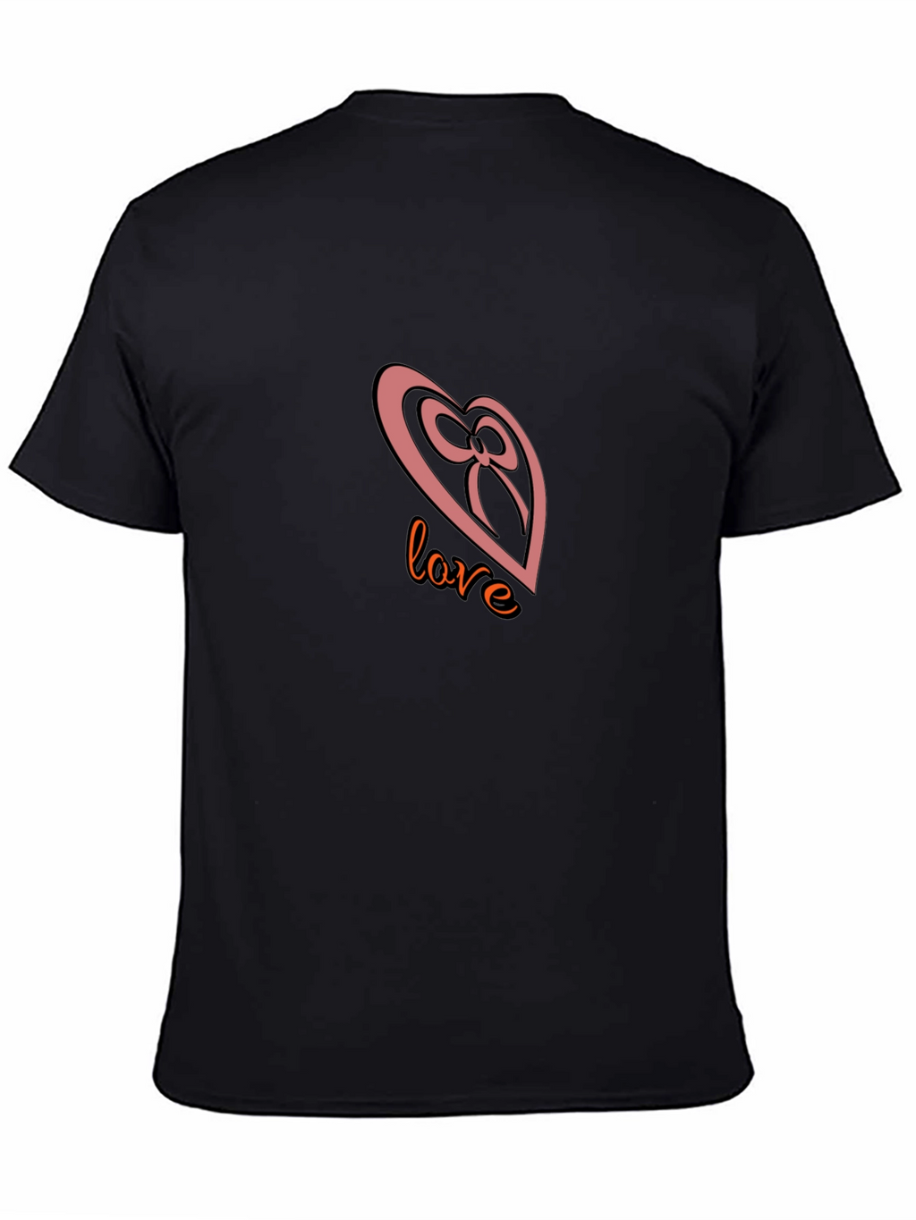 Love Heart Bow Black T-Shirt