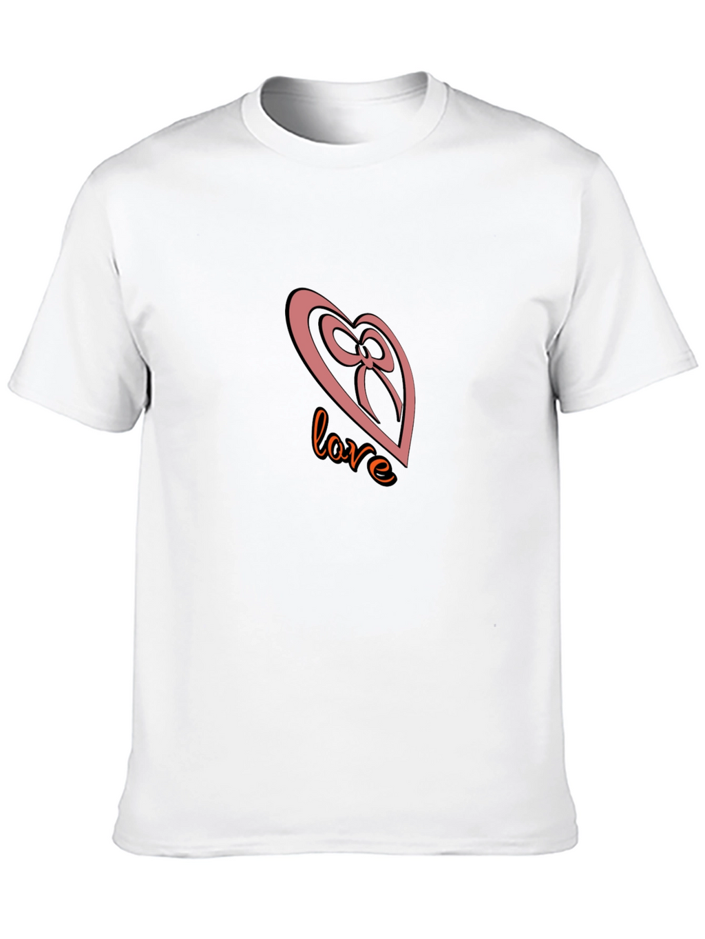 Love Heart Bow Black T-Shirt