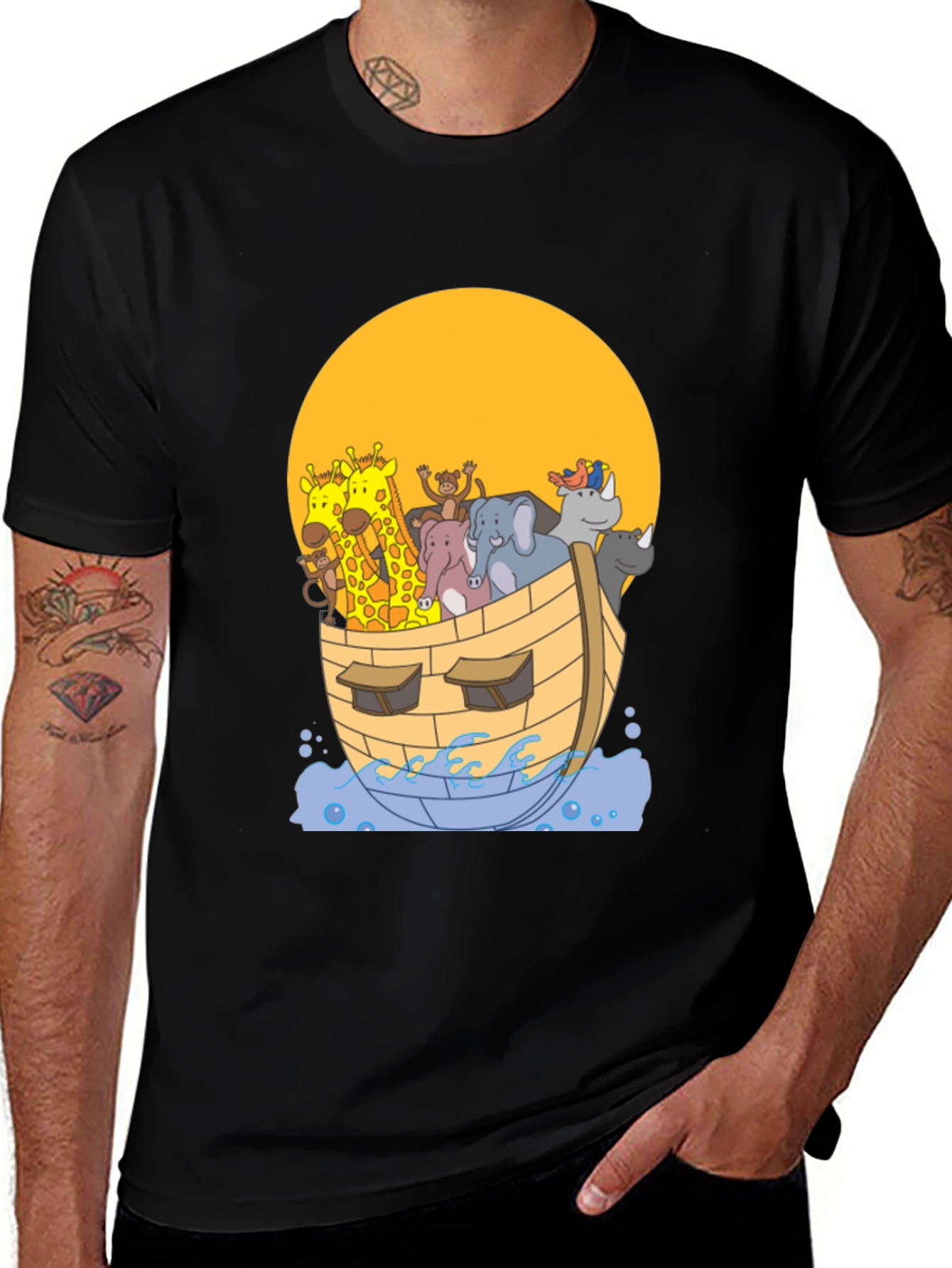 Noahs Ark Graphic Tee - Whimsical Animal Print Shirt