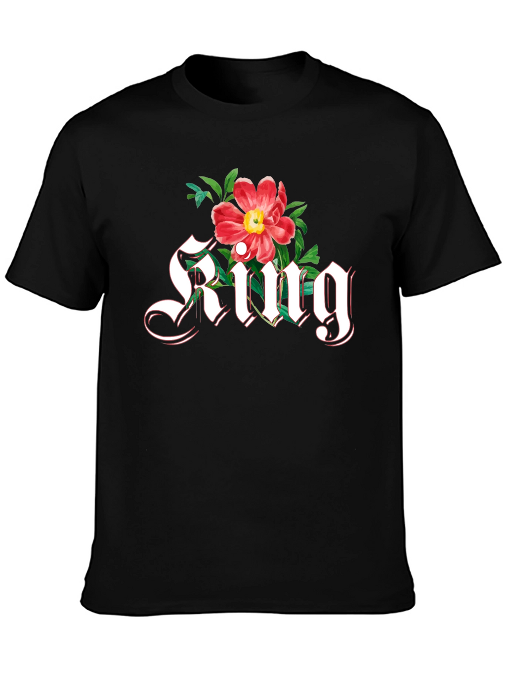 Floral King T-Shirt - Gothic Lettering Graphic Tee
