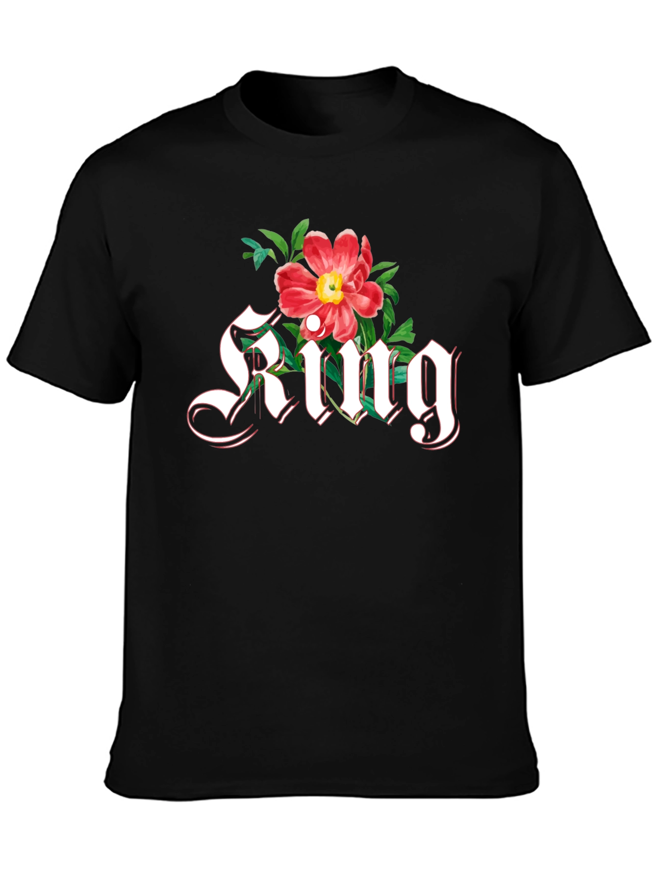 Floral King T-Shirt - Gothic Lettering Graphic Tee