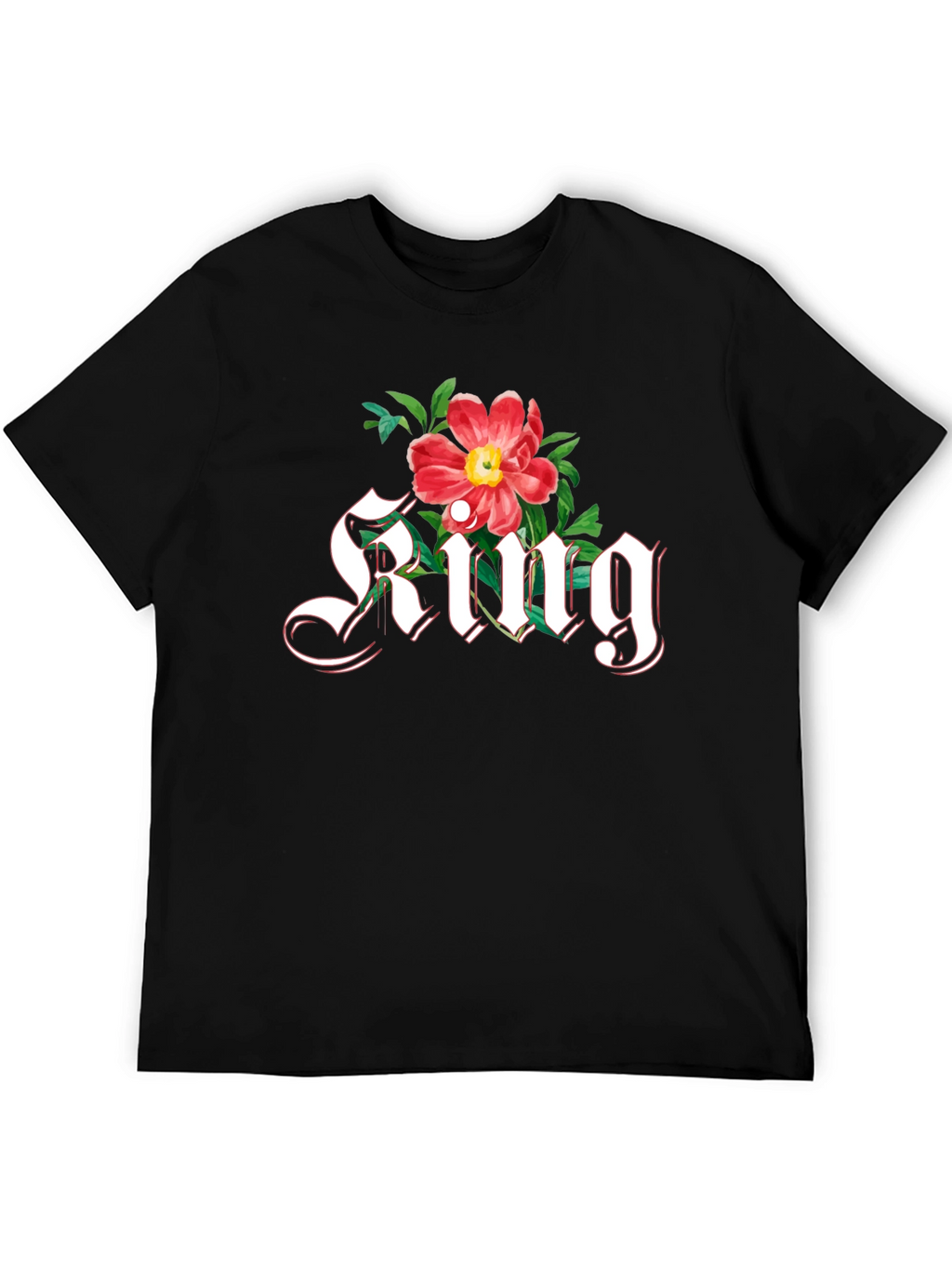 Floral King T-Shirt - Gothic Lettering Graphic Tee