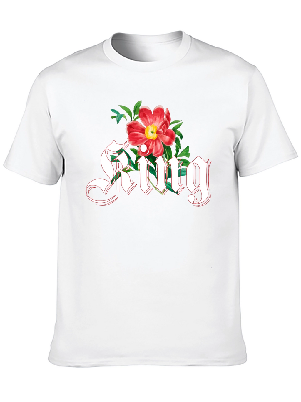 Floral King T-Shirt - Gothic Lettering Graphic Tee