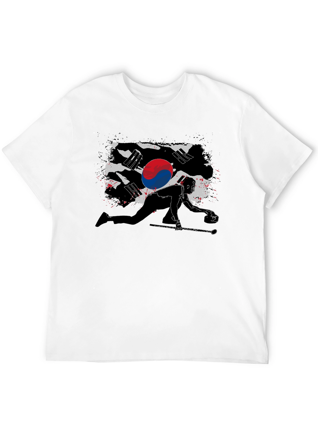 Korean Curling Flag Black T-Shirt