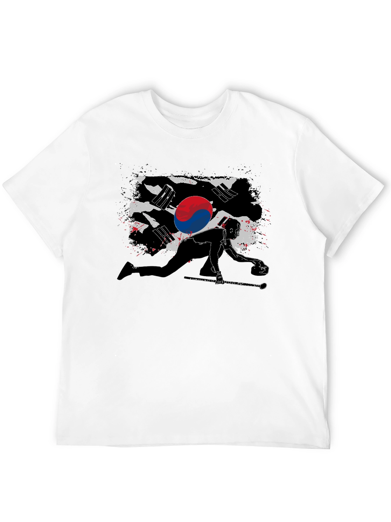 Korean Curling Flag Black T-Shirt