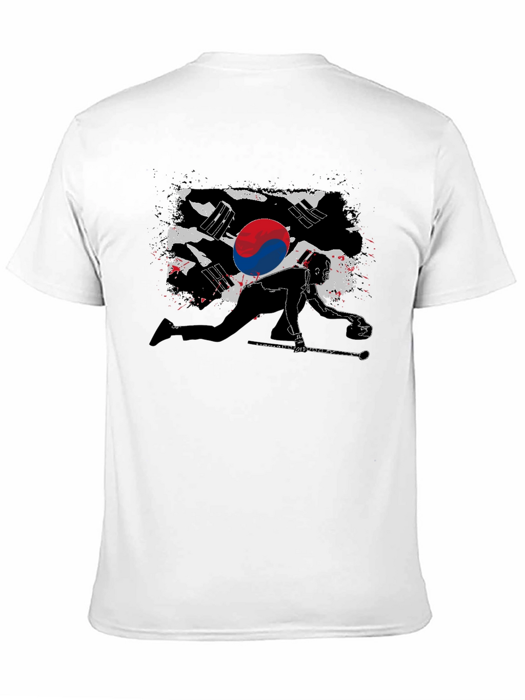 Korean Curling Flag Black T-Shirt