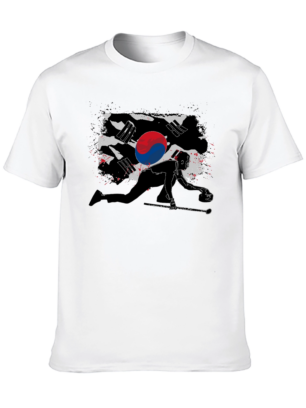 Korean Curling Flag Black T-Shirt