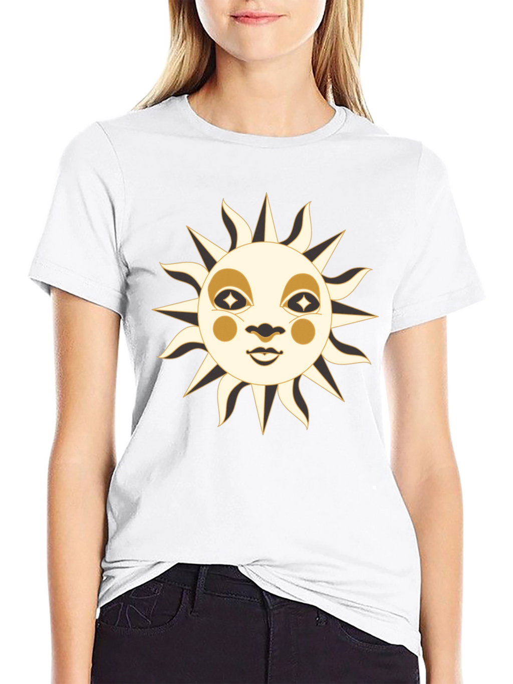 Celestial Sun Face Graphic T-Shirt