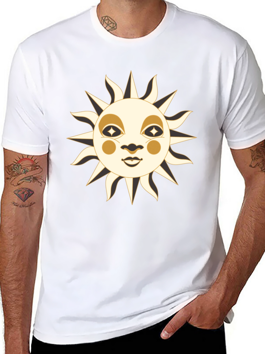Celestial Sun Face Graphic T-Shirt