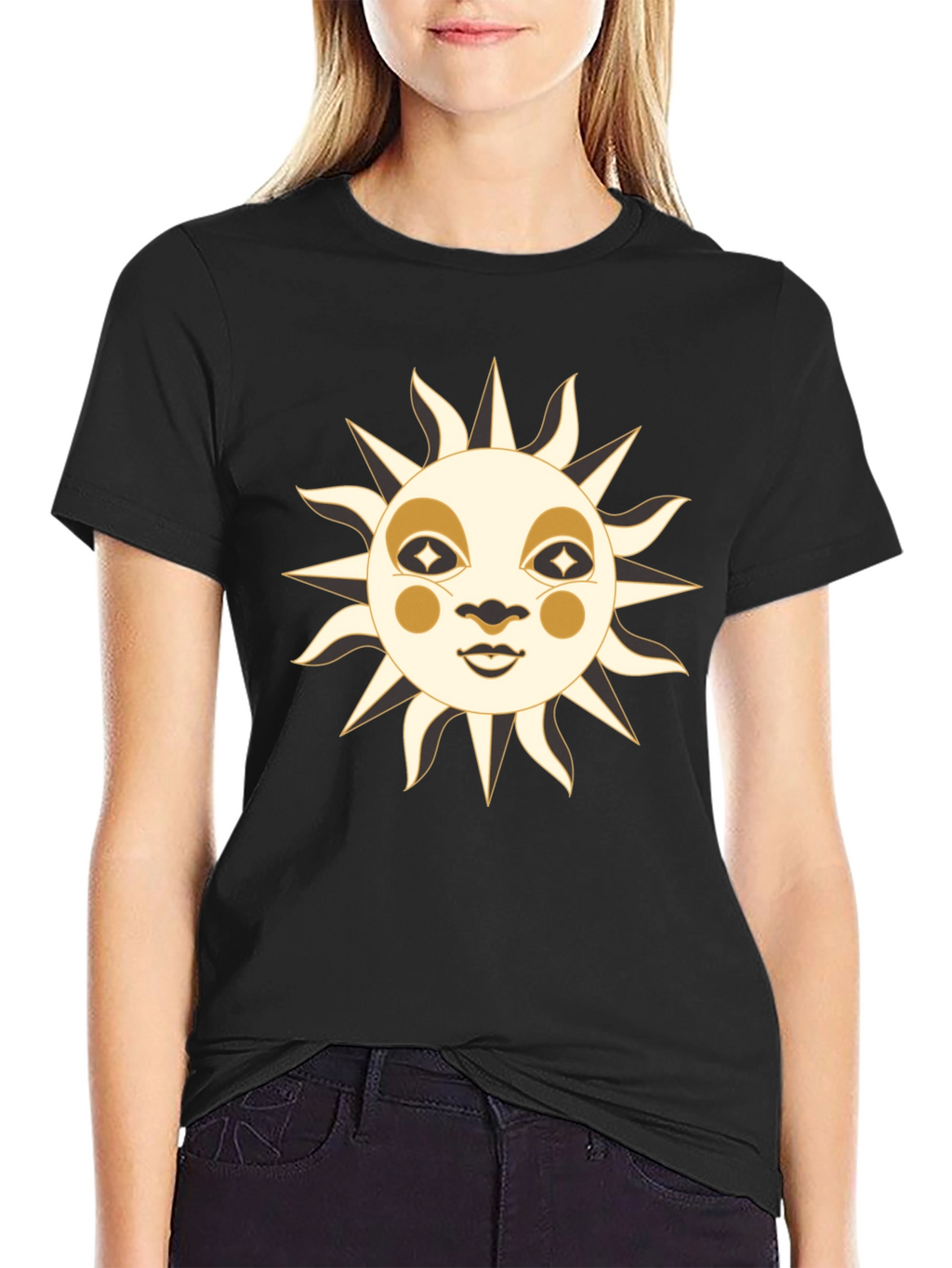 Celestial Sun Face Graphic T-Shirt