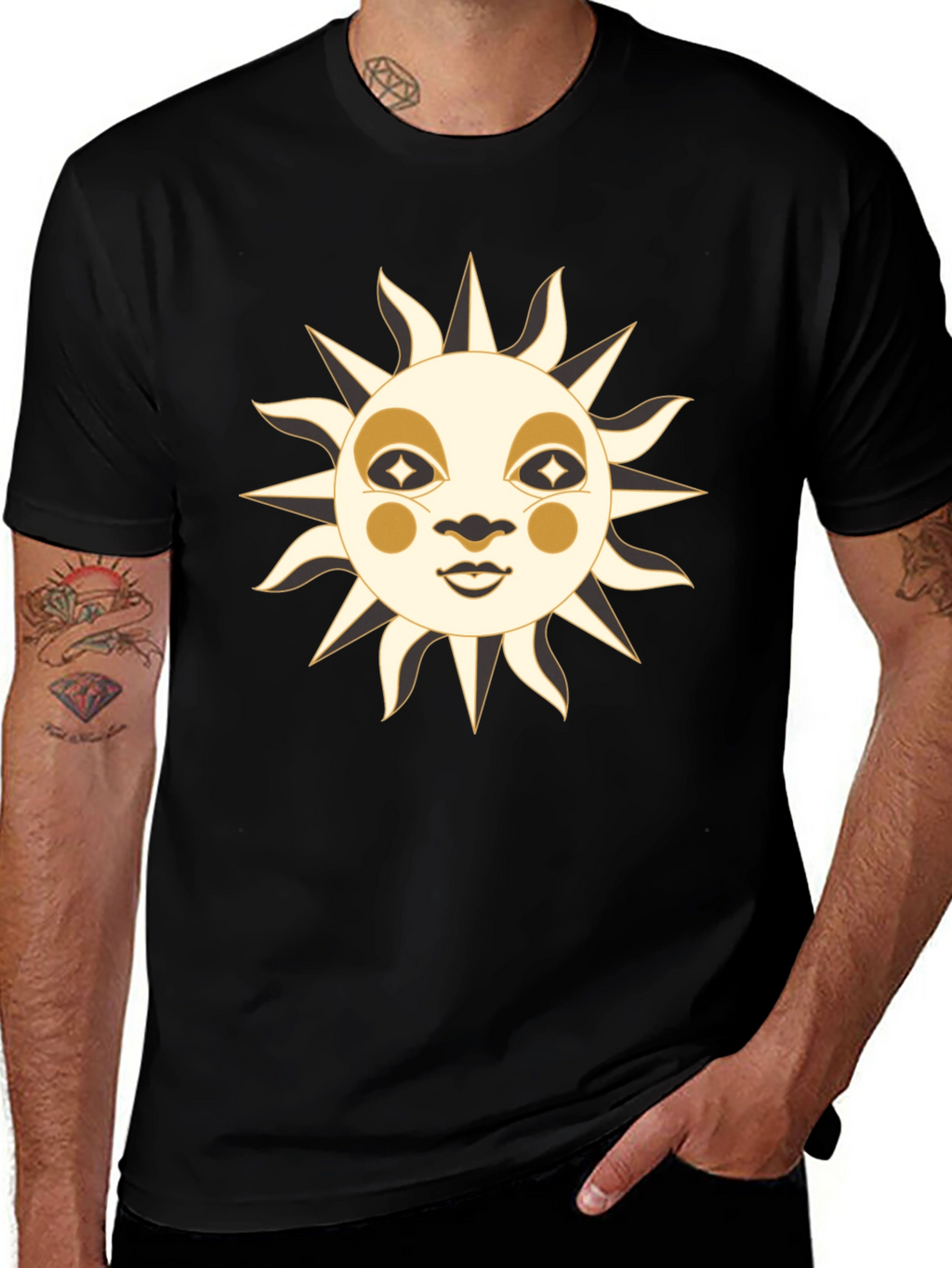 Celestial Sun Face Graphic T-Shirt
