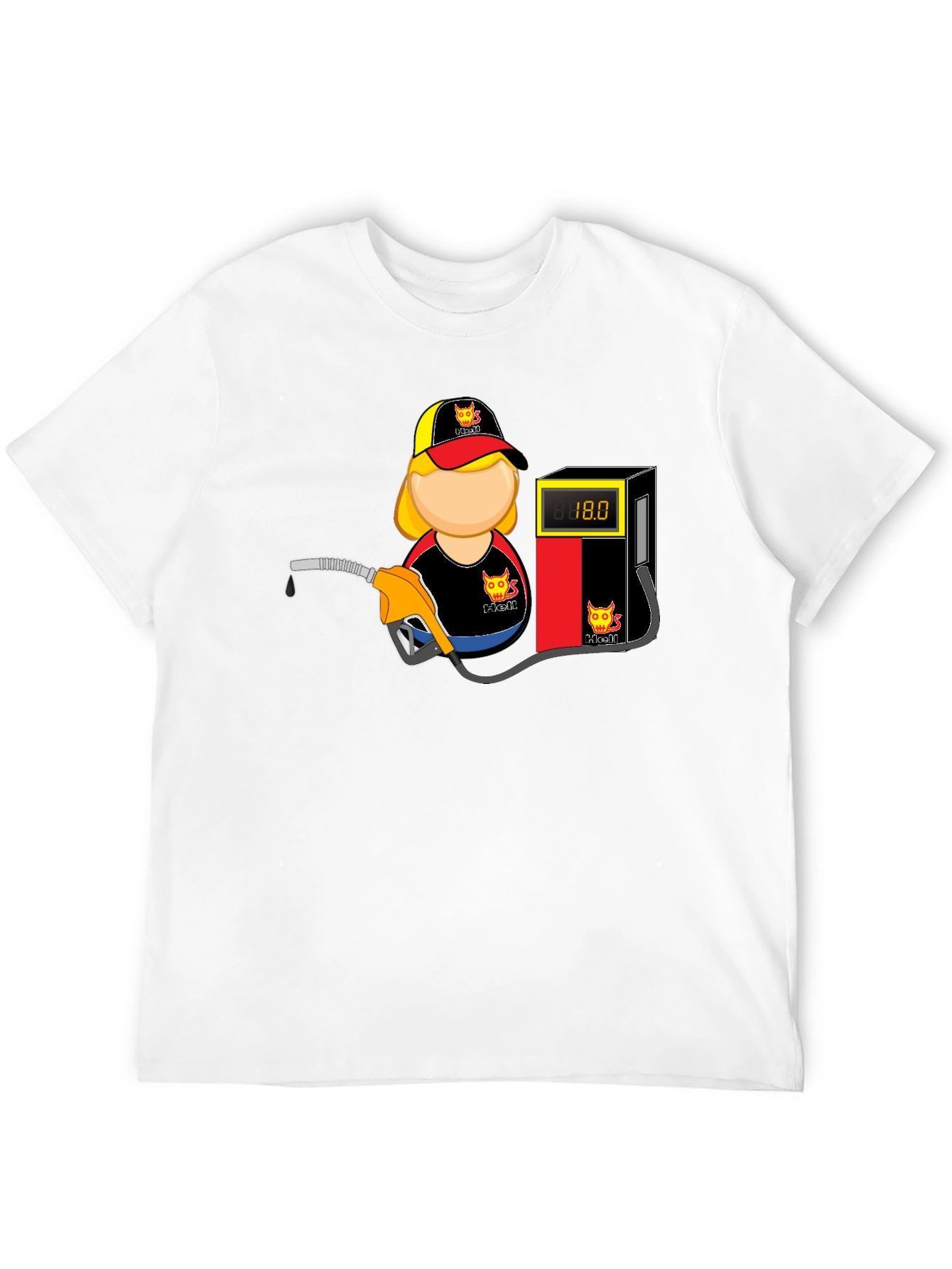 Cartoon Gas Station Attendant Black T-Shirt