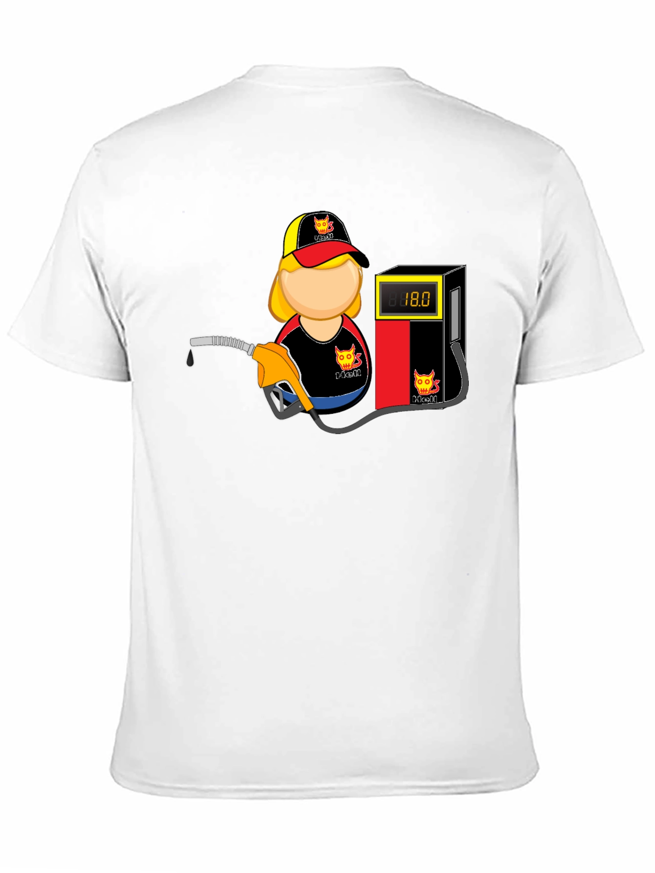 Cartoon Gas Station Attendant Black T-Shirt