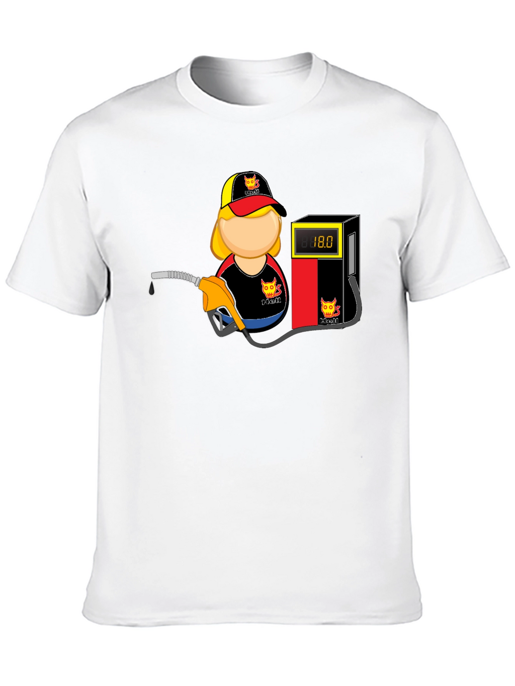 Cartoon Gas Station Attendant Black T-Shirt