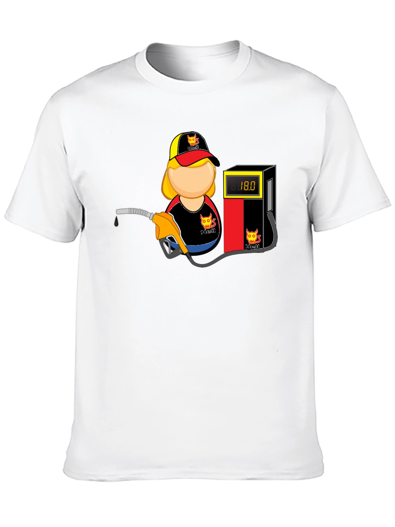 Cartoon Gas Station Attendant Black T-Shirt