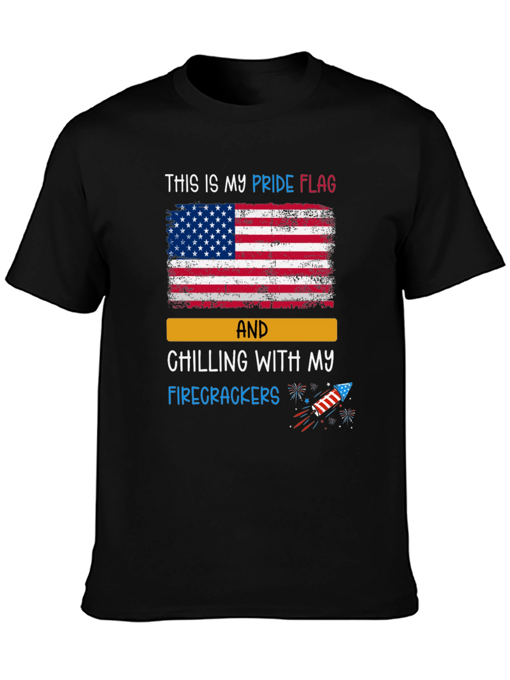 Patriotic Pride Flag Firecracker Graphic T-Shirt