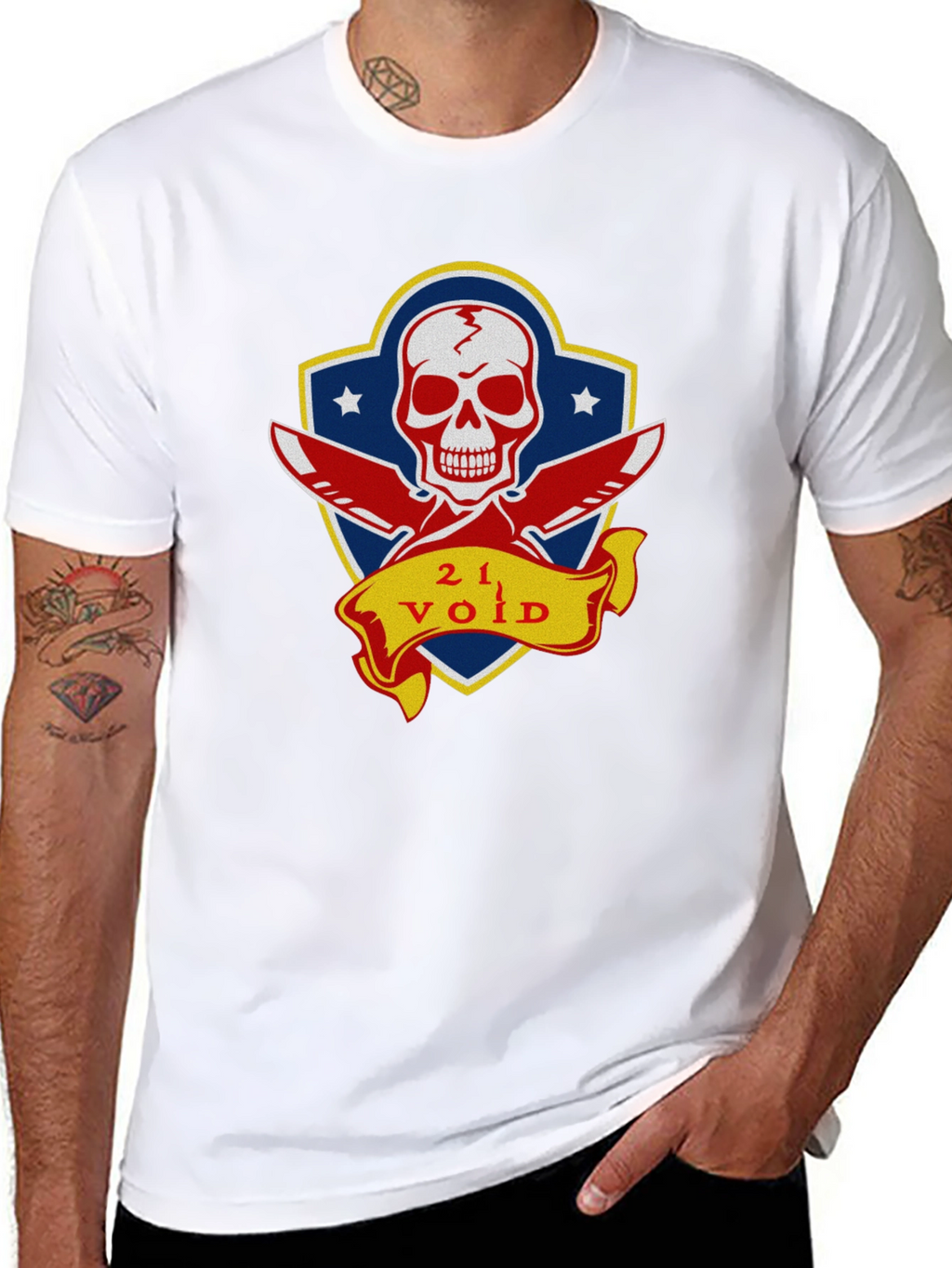 21 Void Skull and Knives Graphic T-Shirt
