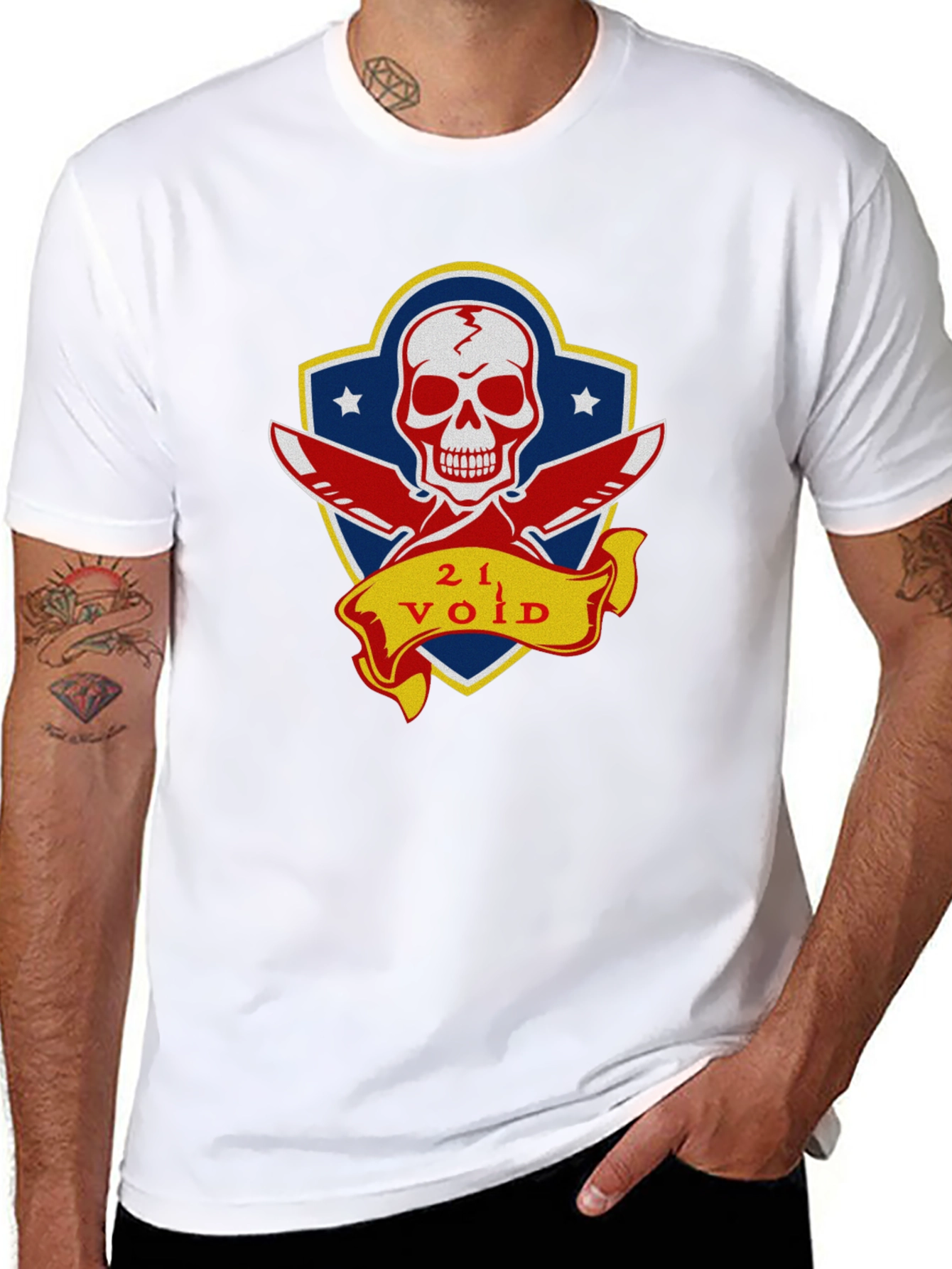 21 Void Skull and Knives Graphic T-Shirt