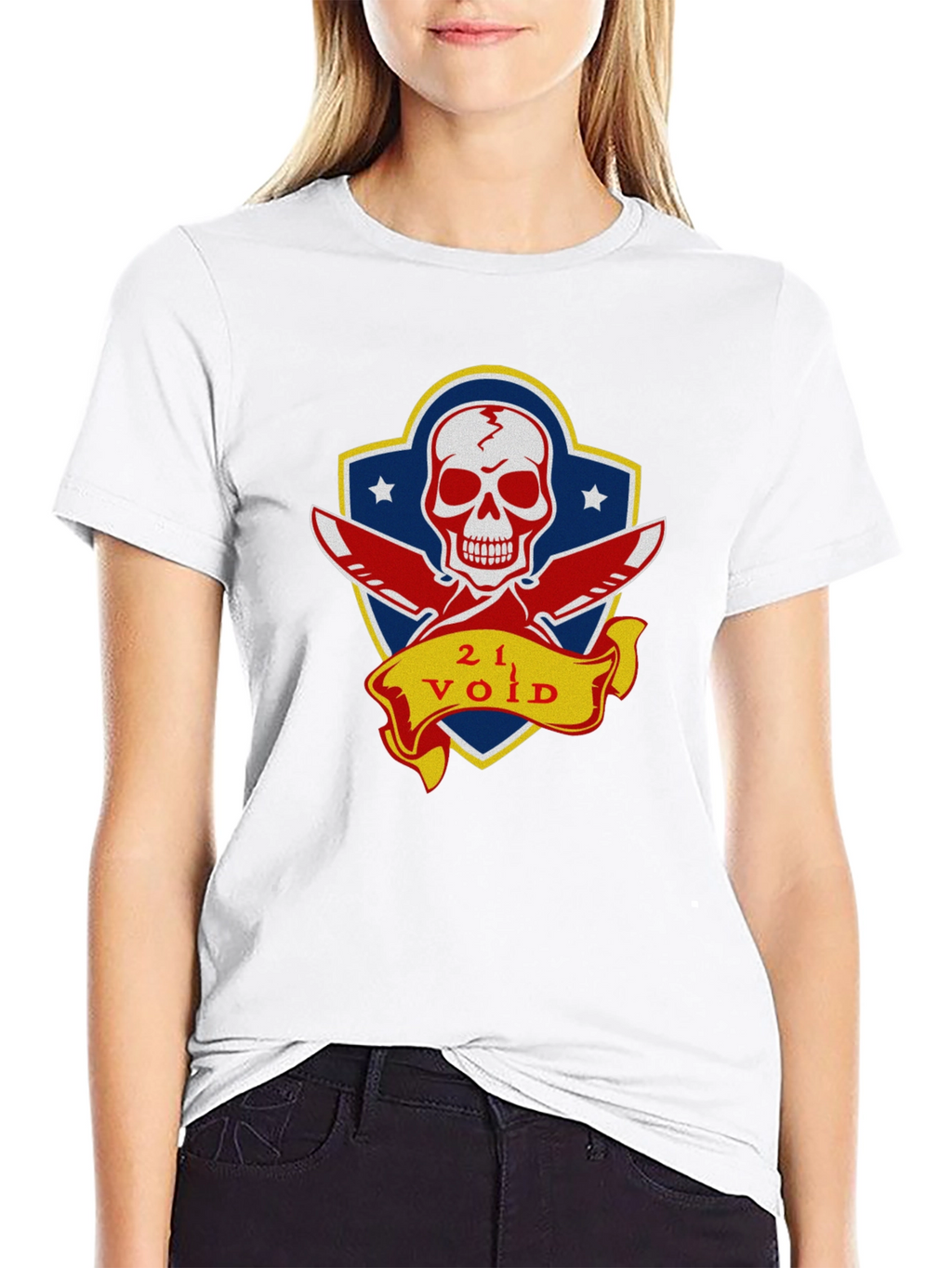 21 Void Skull and Knives Graphic T-Shirt