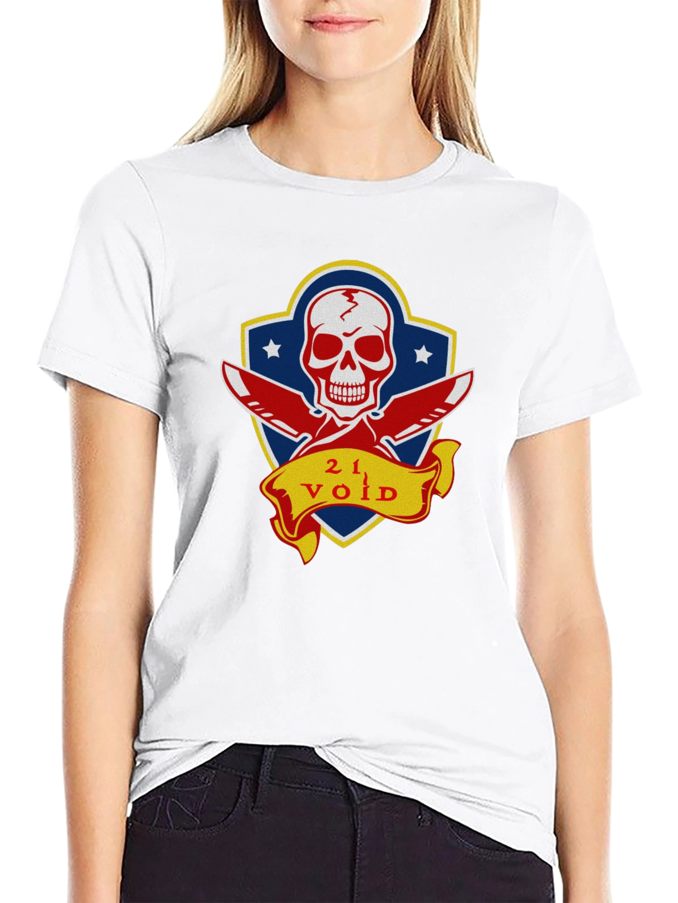 21 Void Skull and Knives Graphic T-Shirt