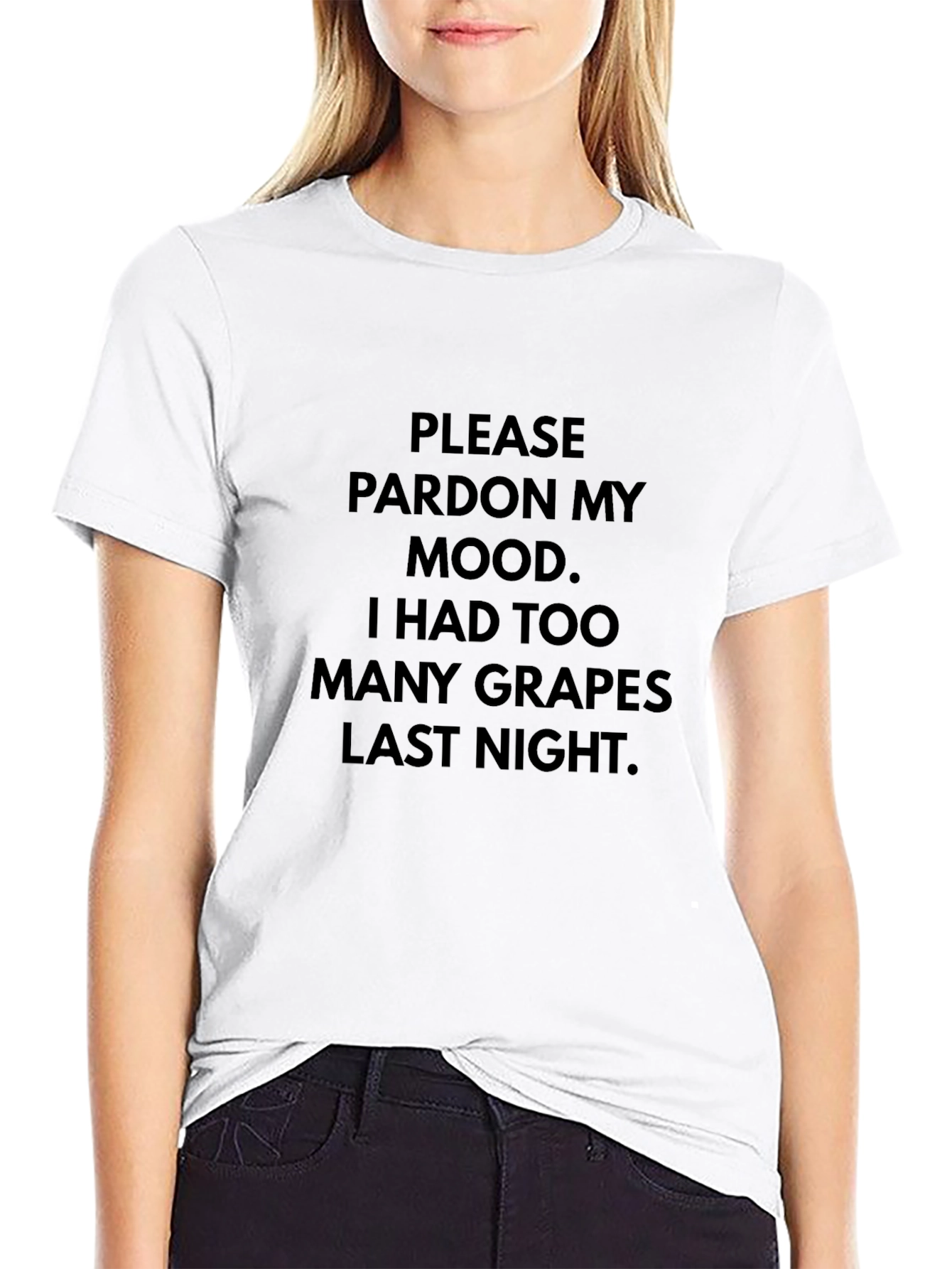 Funny Too Many Grapes Black Graphic Tee