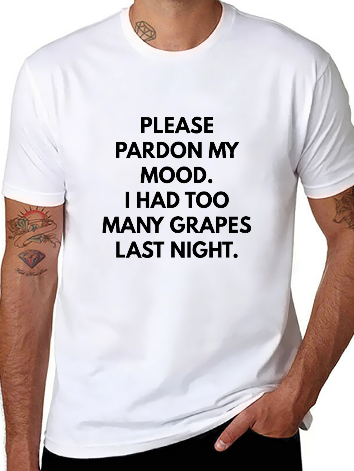 Funny Too Many Grapes Black Graphic Tee