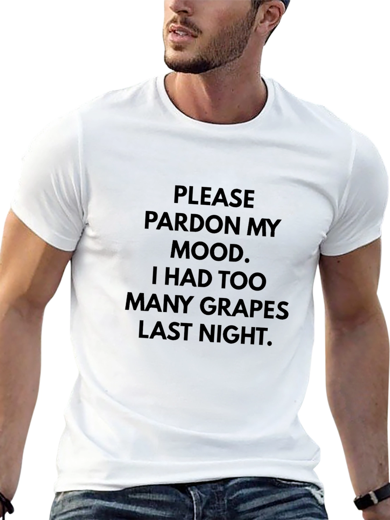 Funny Too Many Grapes Black Graphic Tee