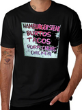 Hamburger Steak Burritos Tacos Chicken Black T-Shirt