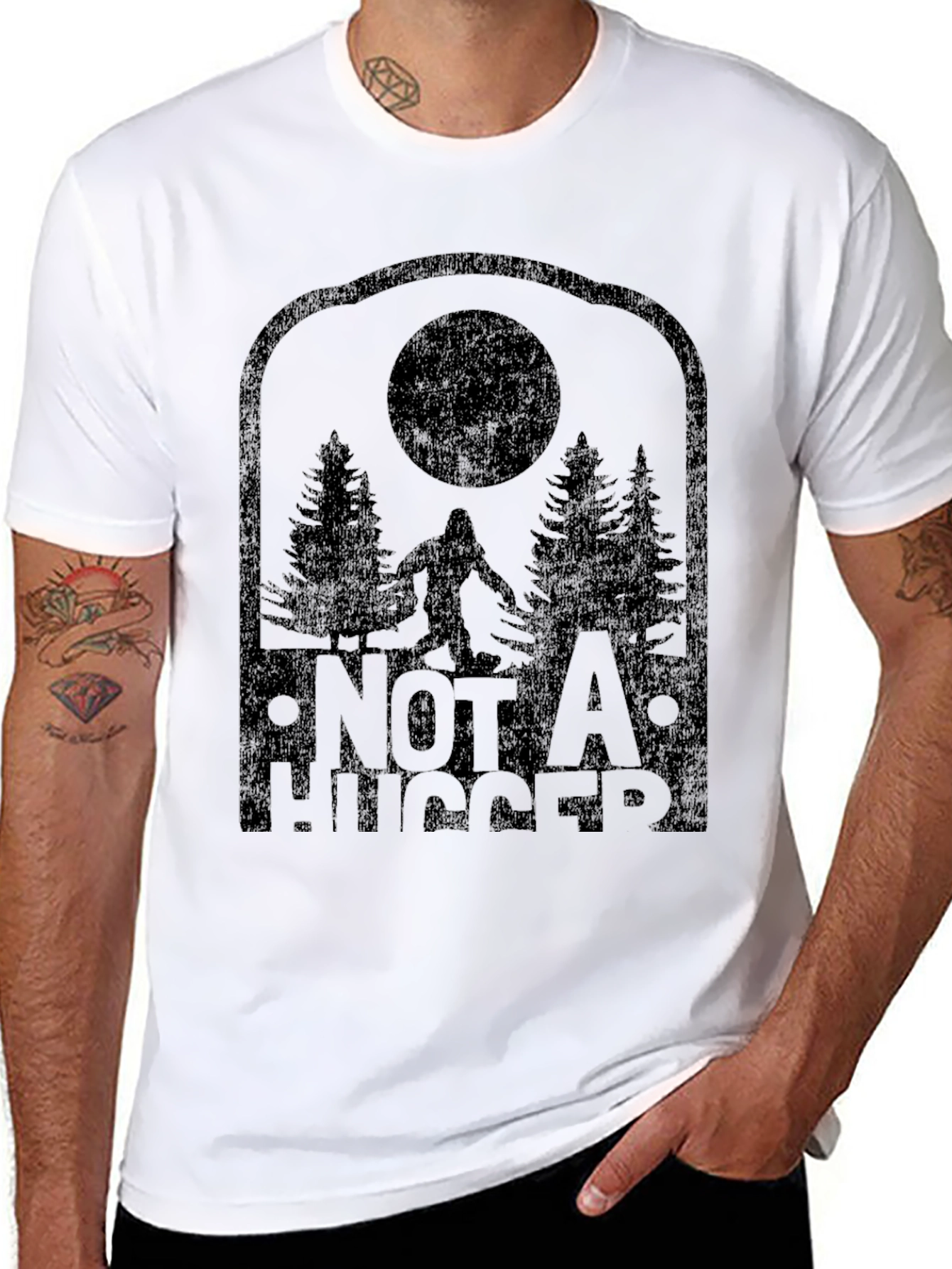 Not a Hugger Sasquatch Black Graphic Tee