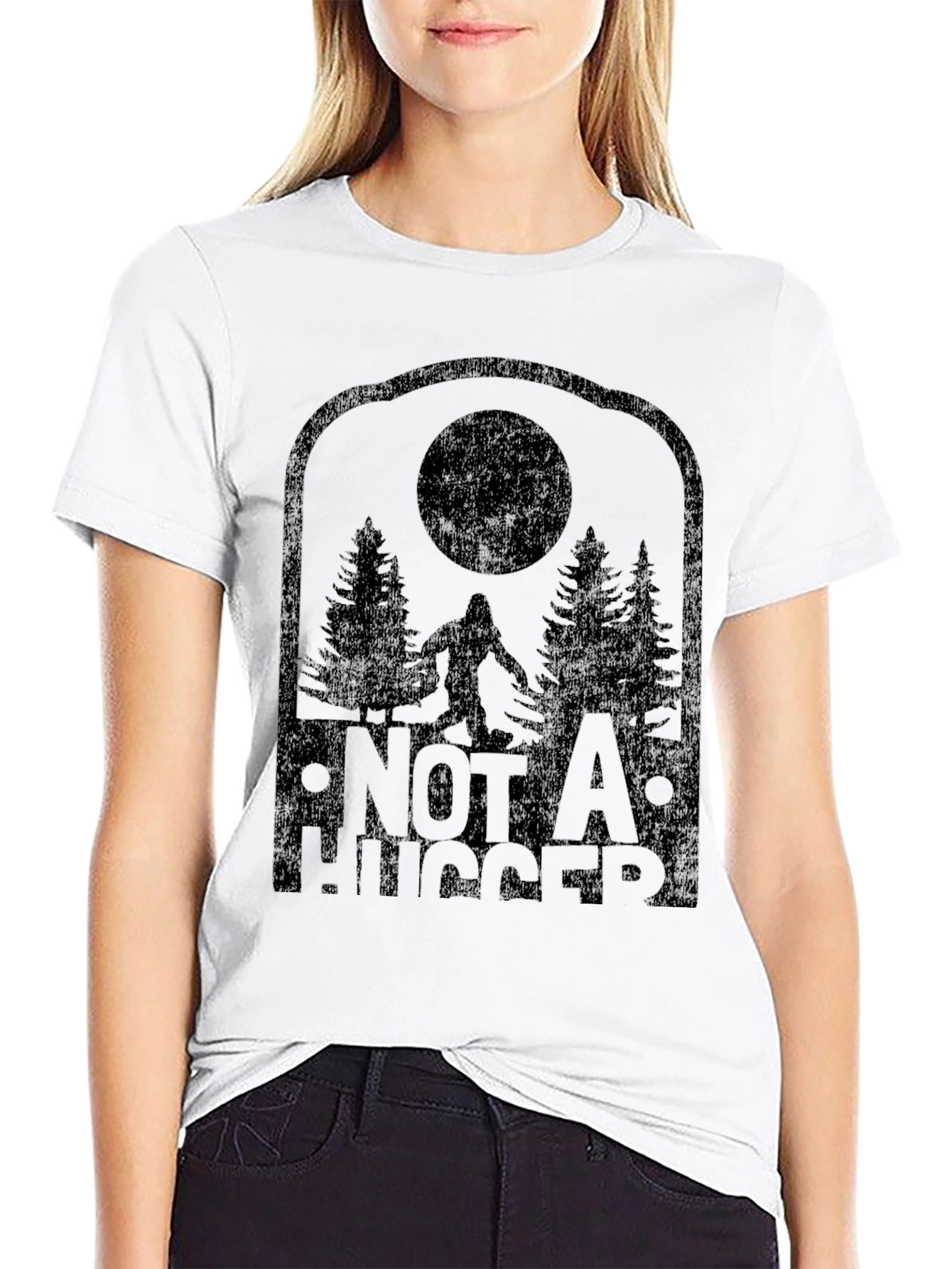 Not a Hugger Sasquatch Black Graphic Tee