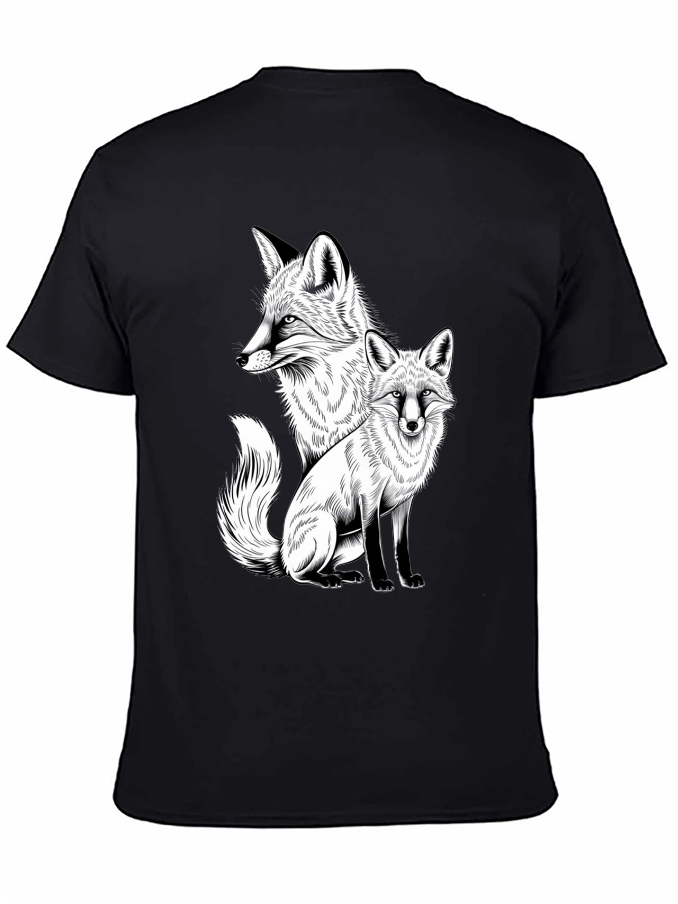Fox Graphic Print Tee - Stylish Black T-Shirt