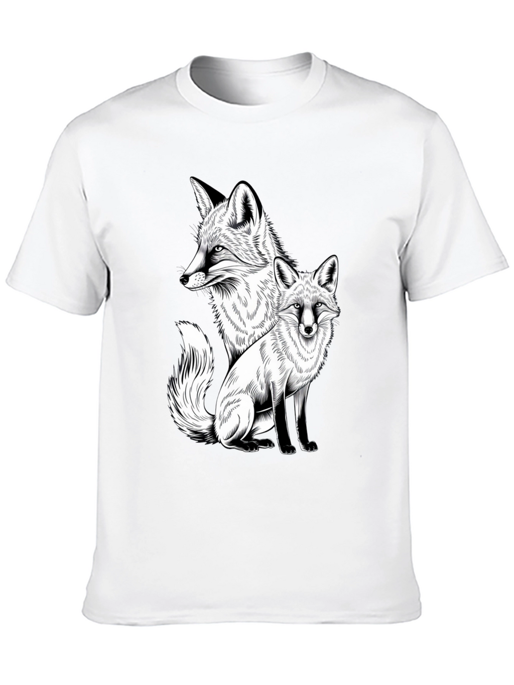 Fox Graphic Print Tee - Stylish Black T-Shirt