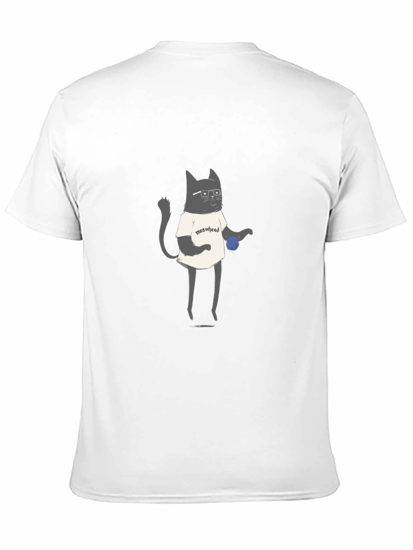 Meowhead Cat Graphic T-Shirt - Black