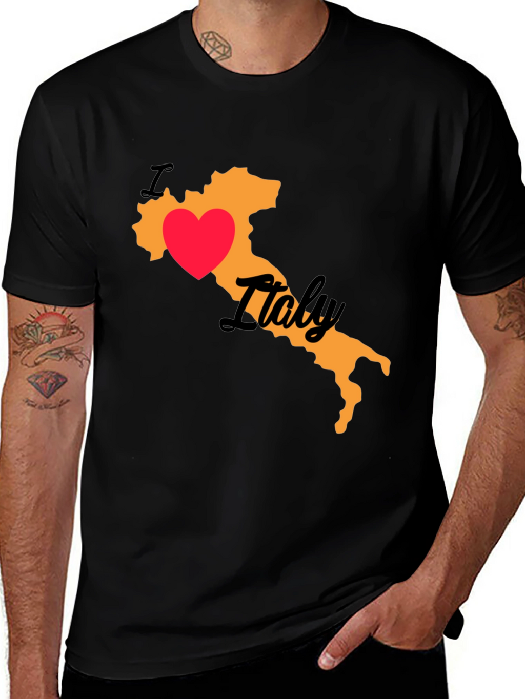 I Love Italy Black T-Shirt
