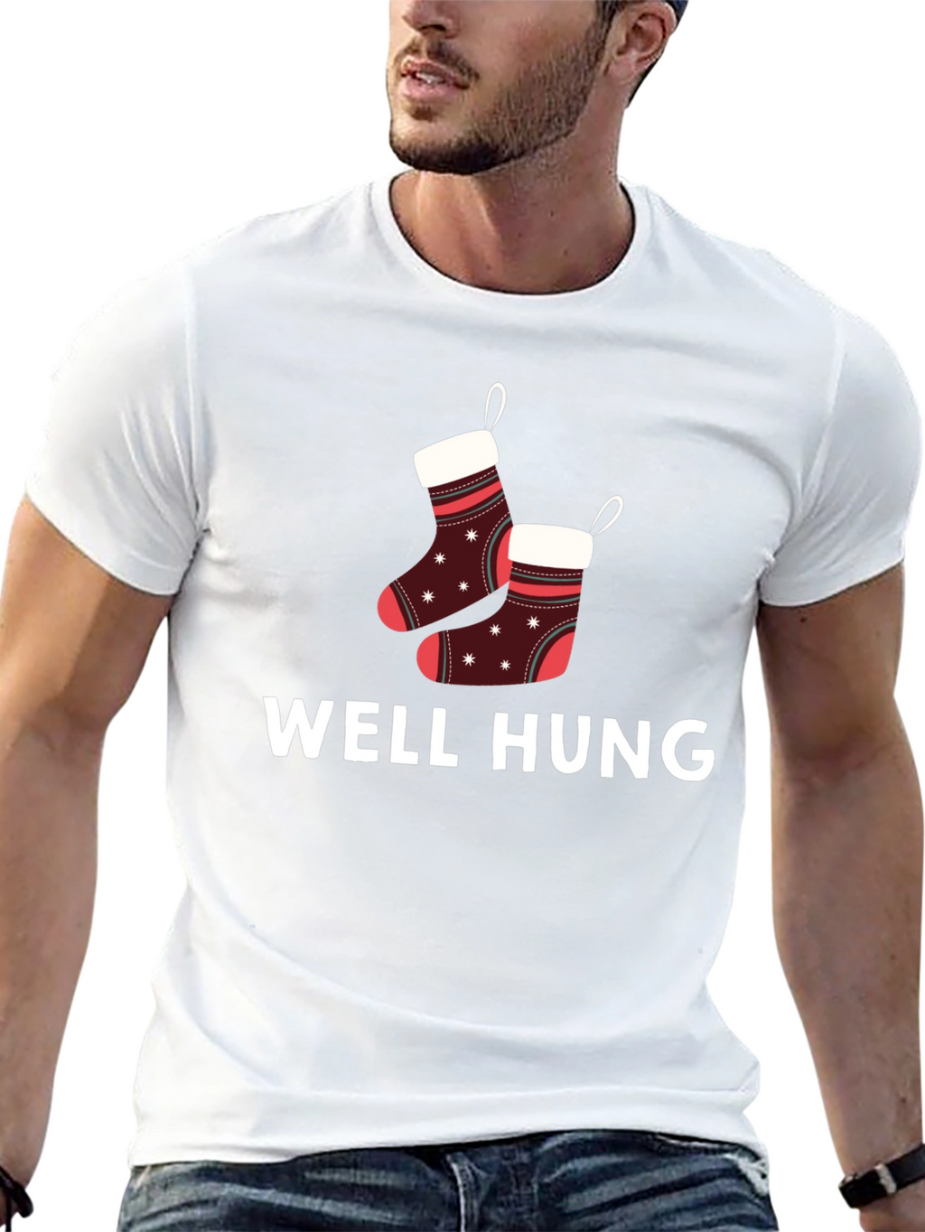 Well Hung Christmas Stockings Graphic Tee