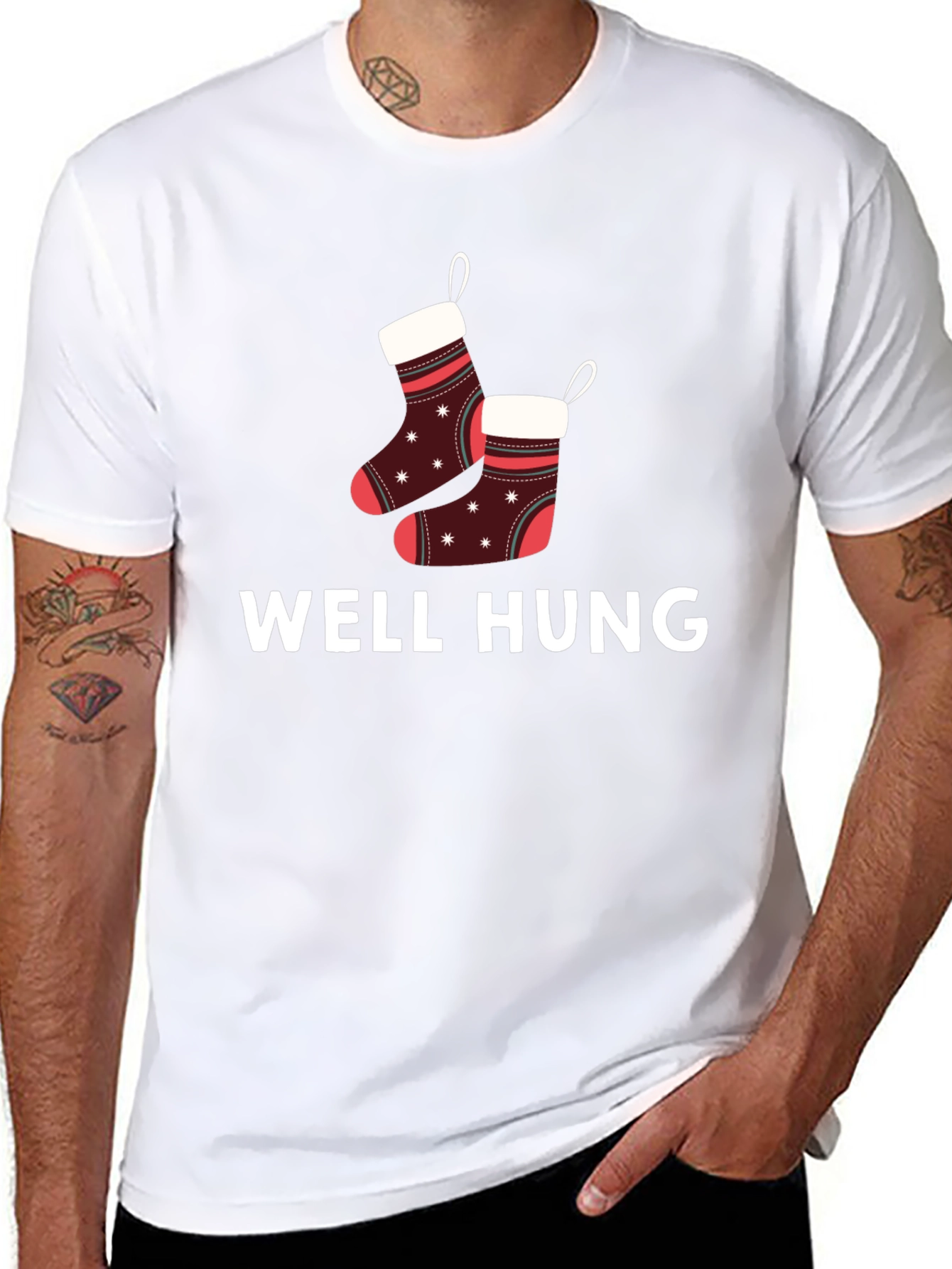 Well Hung Christmas Stockings Graphic Tee
