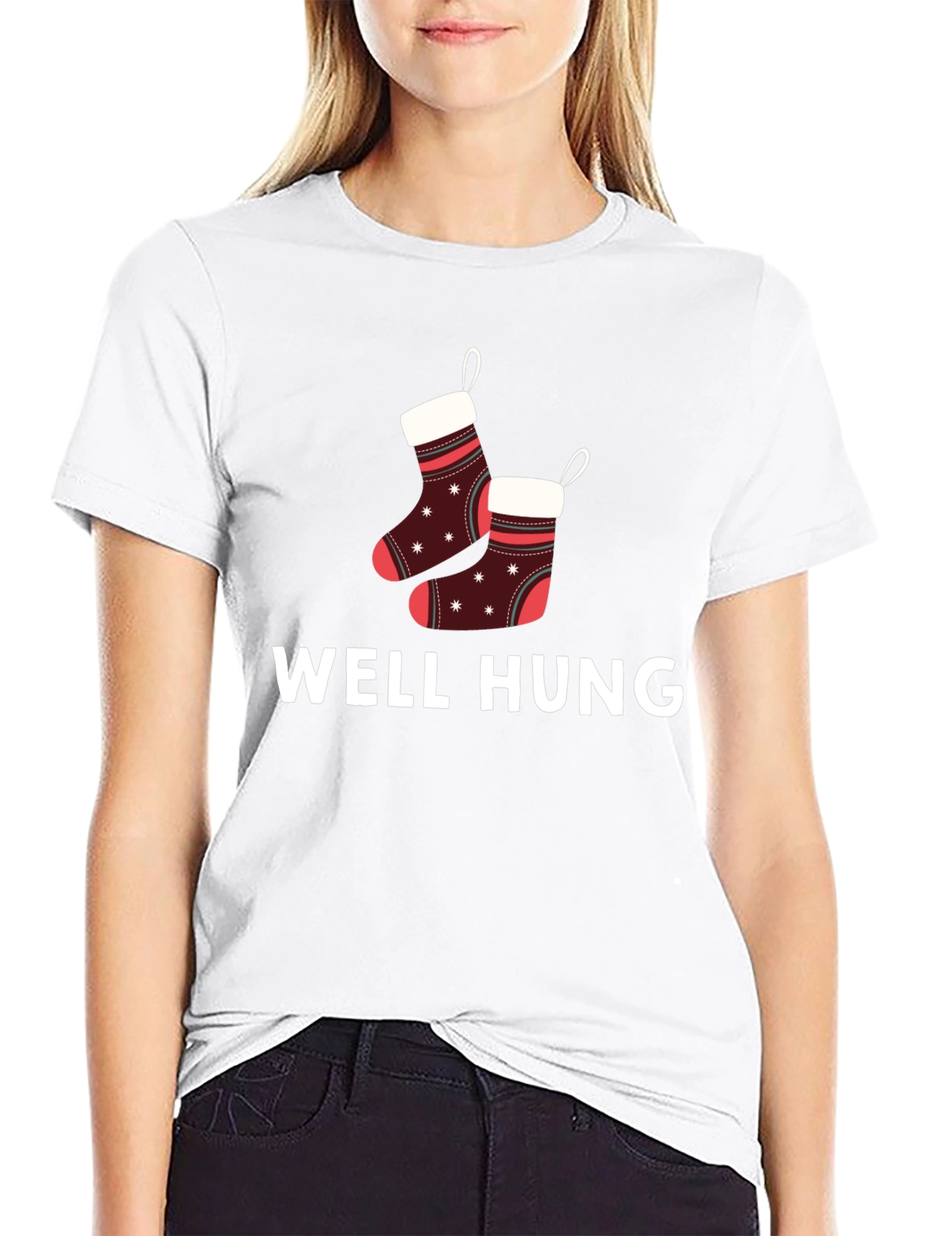 Well Hung Christmas Stockings Graphic Tee