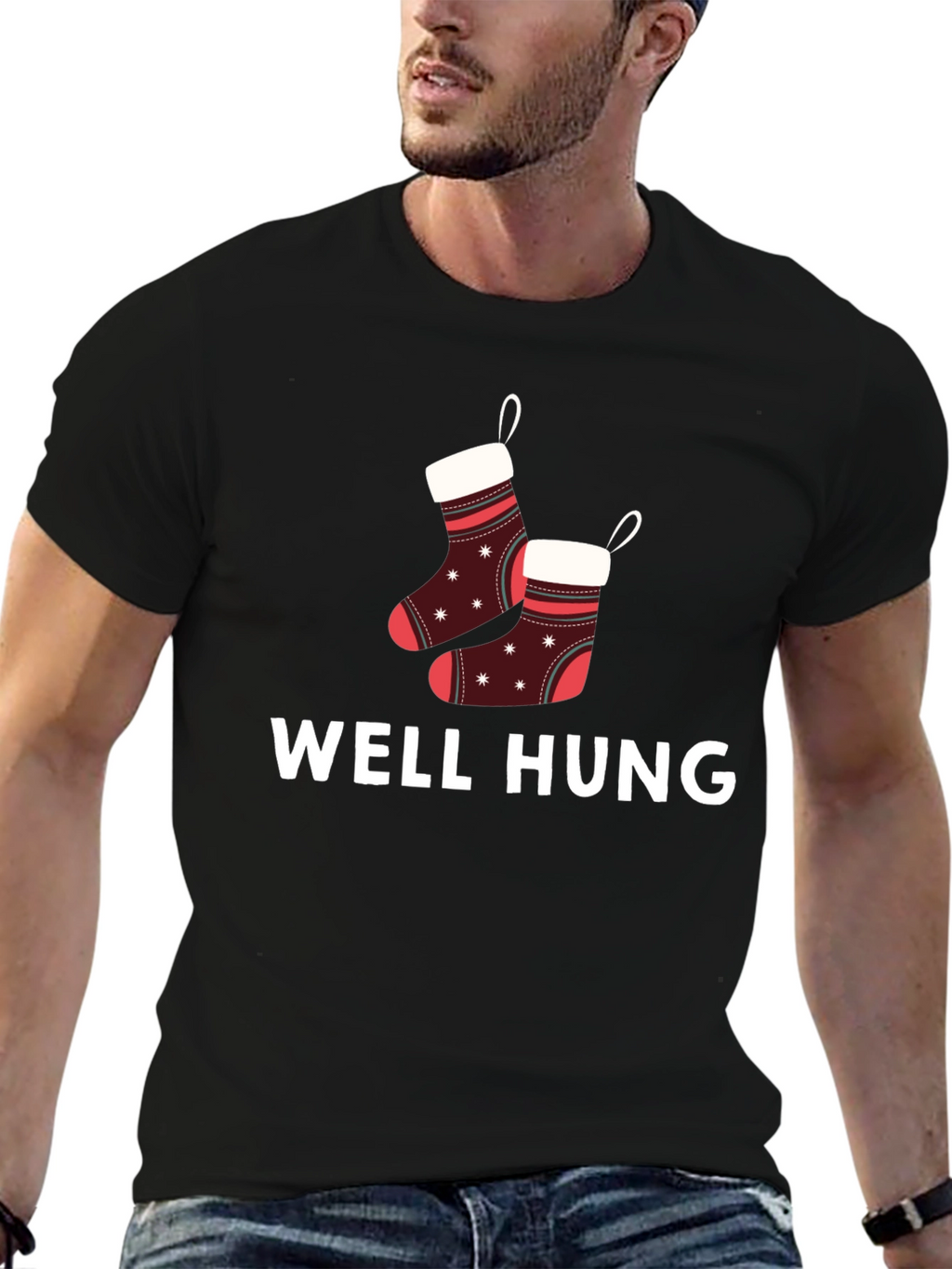 Well Hung Christmas Stockings Graphic Tee