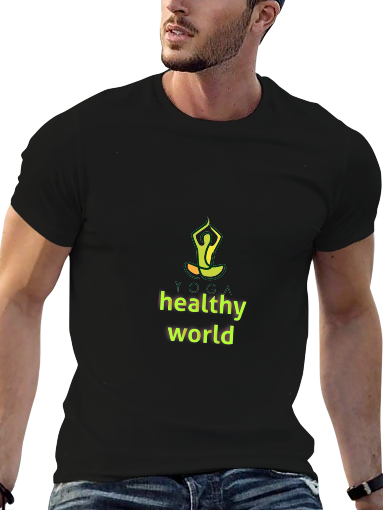 Yoga Healthy World Black T-Shirt